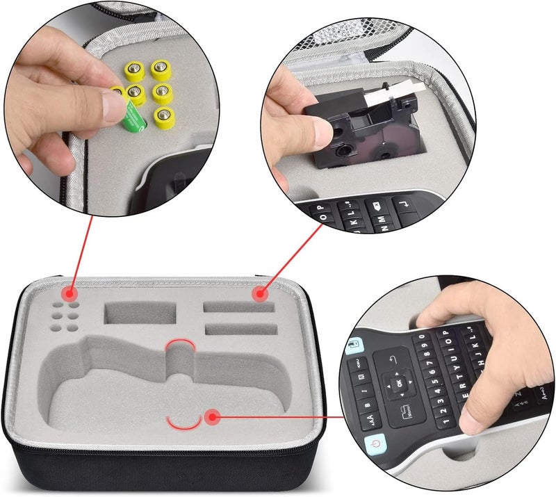 PAIYULE Case Compatible with DYMO Label Maker LabelManager 160/280 Portable Label Maker, Tag Printer Storage Organizer for AC Adapter, Tape Cartirdges and More Accessories(Box Only) Gray - Image 2